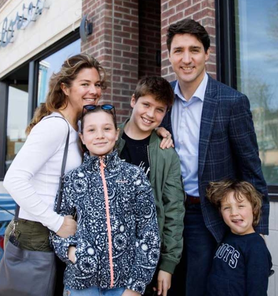 Justin Trudeau with his ex-wife, Sophie Gregoire and their children