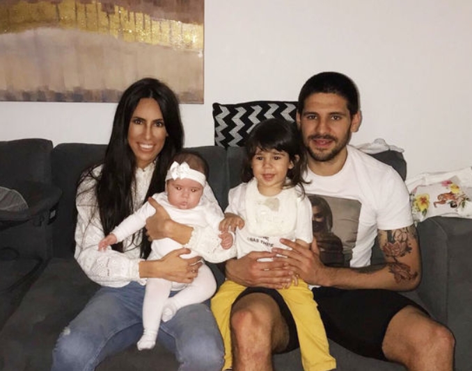 Aleksandar Mitrovic with his wife, Kristina and their two kids