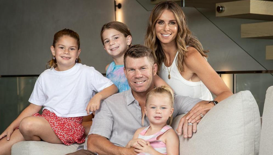 Candice Warner and David Warner with their daughters